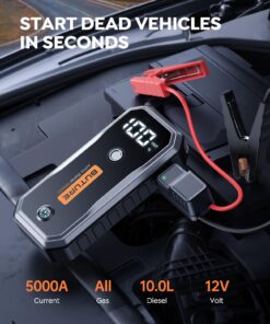 Alternative view of BUTURE 5000A Car Jump Starter (All Gas/10L Diesel) Smart Portable Battery Pack, 12V Safe Jump Box with Extended Jumper Cables, Fast Charge, 160W DC, Lights