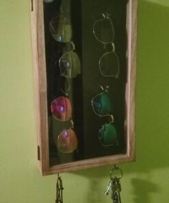 MOOCA Jewelry Display Case with Tempered Glass Lid and Metal Clasp, Home Organization Storage Box, 15 W x 8 1/2 D x 2 H in, Oak Color 18 71NmSecJSdL