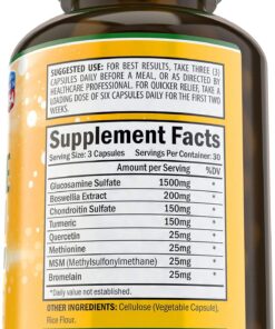 Bradeson Naturals Joint Supplement with Glucosamine Chondroitin Turmeric MSM Boswellia Bromelain & Quercetin.Promotes Joint Health. 90 Capsules. Made in USA 24 71Nmwy4o5WL