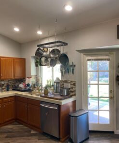 Rogar Hammered Steel Rectangular Pot Rack with Grid and Chrome Accessories 30-in. 33 71No4PkbpEL