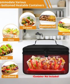 Aotto Portable Oven Personal Food Warmer - 110V Portable Mini Microwave Electric Heated Lunch Box for Work, Cooking and Reheating Meals in Office, Potlucks, Travel Hotel, Home Kitchen (Black) Black 30 71NoBoaBsEL