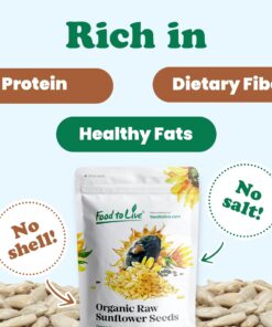 Organic Sunflower Seeds, 4 Pounds – Hulled, Raw, Non-GMO, Dried Kernels, Unsalted, Kosher, Vegan, Keto, Paleo, Sirtfood, Bulk, Low Sodium Nuts, Good Source of Protein, Vitamins E, B7 4.0 Pounds 18 71NoDcWwIhL