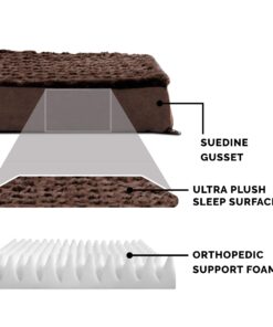 Furhaven Orthopedic Dog Bed for Large Dogs w/ Removable Washable Cover, For Dogs Up to 95 lbs - Ultra Plush Faux Fur & Suede Mattress - Chocolate, Jumbo/XL Ultra Plush Curly Faux Fur (Chocolate) 40.0"L x 32.0"W x 4.0"Th Orthopedic Foam 31 71NqrHuEpqL 1