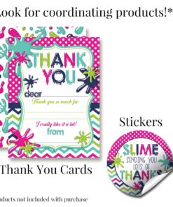 Slime Birthday Party Invitations for Girls, 20 5"x7" Fill In Cards with Twenty White Envelopes by AmandaCreation 13 71Nr0 5x6gL