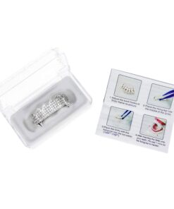 18k Gold Plated All Iced Out Diamond Grillz Luxury Rhinestone Mouth Teeth Grills Set with Extra Molding Bars Included (Gold) Silver 13 71NreEmOGlL