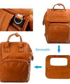 KZNI Leather Diaper Bag Backpack-Travel Diaper Backpack,Nappy Baby Bags for Mom,Unisex Maternity Diaper Bag Brown2 13 71Ns7KElKbL