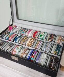 Watch Box Organizer Pillow Case 24 Slot Display Cases With Framed Glass Lid Elegant Contrast Stitching Sturdy and Secure Lock for Men Women Watch and Jewelry Large Holder Boxes 34 71NuVJWrjrL