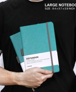 Lemome Thick Classic Notebook with Pen Loop A5 College Ruled Hardcover Writing Notebook with Pocket + Page Dividers Gifts, Banded, Large, 180 Pages, 8.4 x 5.7 in green 41 71NvrBdaN6L