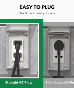 Alternative view of BN-LINK Outdoor Indoor Wireless Remote Control 3-Prong Outlet Weather Proof Heavy Duty 15 AMP Compact (Black) 3 Grounded Outlets with Remote 6-inch Cord 100ft Range ETL Listed 131R