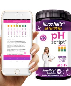 Nurse Hatty® - 200ct. pH Strips w Free App - Made-in-The-USA (Economy Size - Single PAD) - pH Test Strips for Alkaline & Acid Levels for Home & Lab Use + 300+ Pages of Edu Pack - pH Scale of Urine 200 Count (Pack of 1) 19 71NxTdAAURL