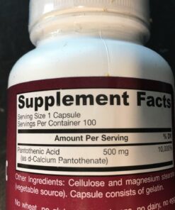 Jarrow Formulas Pantothenic Acid B5 500 mg - 100 Veggie Caps - Essential B Vitamin - Energy Production & Metabolism Support - 100 Servings (Packaging may vary) 100 Count (Pack of 1) 22 71NxX1eFnmL