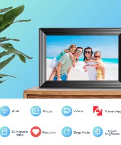 Frameo 10.1" WiFi Digital Picture Frame, Smart Digital Photo Frame with 16GB Storage, 1280x800 IPS HD Touch Screen, Auto-Rotate, Easy Setup to Share Photos or Videos Remotely via App from Anywhere HD 10.1 inch 29 71Nze0TgQDL