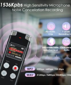 Alternative view of 64GB Digital Voice Recorder Voice Activated Recorder with Playback - Upgraded Tape Recorder for Lectures, Meetings, Interviews, Audio Recorder USB Charge, MP3