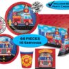 Flaming Firetruck Birthday Party Pack (Basic Bundle, 65 Pieces) Basic Bundle 65 Piece Set 17 71O 0adT7FL