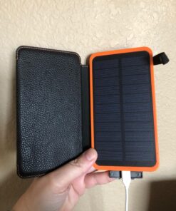 Hiluckey Solar Charger 25000mAh, Outdoor USB C Portable Power Bank with 4 Solar Panels, 3A Fast Charge External Battery Pack with 3 USB Outputs Compatible with Smartphones, Tablets, etc. Orange 48 71O UictAHL