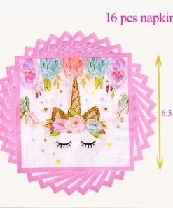 Unicorn Themed Party Supplies Set,Unicorn Cake Plates,Cups,Napkins,Tablecloth,Straws&Decoration,Paper Disposable Tableware Set for Girls Children Birthday Party or First,Baby Shower, Serves 16 Guests 24 71O27MTmsdL