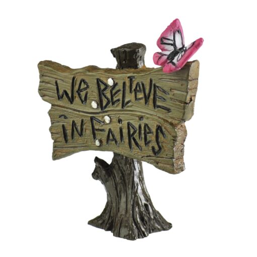 Georgetown Home & Garden Miniature Butterfly Sign We Believe in Fairies Garden Decor