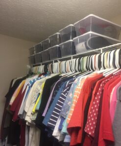 Sterilite 6 Qt Storage Box, Stackable Bin with Lid, Plastic Container to Organize Shoes and Crafts on Closet Shelves, Clear with White Lid, 12-pack 6 Quart 51 71O41Fq53L