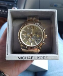 Michael Kors Lexington Men's Watch, Stainless Steel Bracelet Watch for Men Gold Steel 43 71O4o6OlKZL