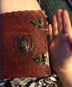 Handmade Embossed Blue Stone Leather Journal Notebook Refillable Sketchbook with 2 Latches, Lace Edging Diary By Cuero 60 71O6ESd6hcL