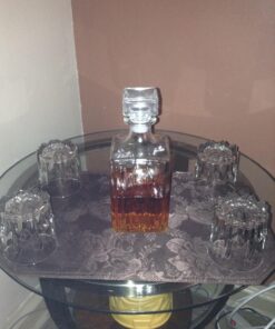 Italian Made Circleware Excalibur 5pc Whiskey Decanter Set Includes (1) 35oz. Decanter,(4) 10.5oz 18 71O7B5GiOiL