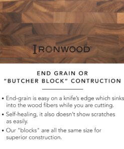 Ironwood Gourmet Large End Grain Prep Station Acacia Wood Cutting Board, 14 x 20-Inch, Brown 14" x 20" 34 71O7GADpzRL