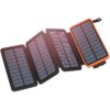 Hiluckey Solar Charger 25000mAh, Outdoor USB C Portable Power Bank with 4 Solar Panels, 3A Fast Charge External Battery Pack with 3 USB Outputs Compatible with Smartphones, Tablets, etc. Orange 28 71O8CKZWa4L