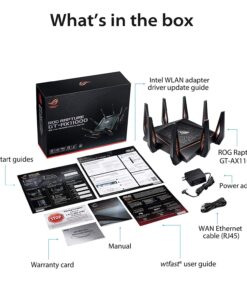 ASUS ROG Rapture WiFi 6 Wireless Gaming Router (GT-AX11000) - Tri-Band 10 Gigabit, 1.8GHz Quad-Core CPU, WTFast, 2.5G Port, AiMesh Compatible, Included Lifetime Internet Security, AURA RGB AX11000 | WiFi 6 | 2.5G Port 38 71O9JpRTEyL