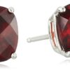 Amazon Collection 925 Sterling Silver Cushion Cut Birthstone Stud Earrings for Women Red Garnet,January 8 mm 10 71O9UUGD21L
