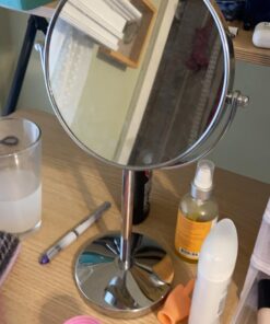 MIRRORVANA 10X Magnifying Makeup Mirror on Stand for Bedroom and Bathroom, Free Standing Desk & Table Mirror, Double Sided 10X/1X Magnification, 35cm Tall 18cm Wide 18cm (7-inch) Diameter 25 71OAJ4RJaL
