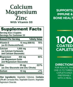 Alternative view of Nature's Bounty Calcium Magnesium & Zinc Caplets, Immune & Supporting Bone Health, 100 Count