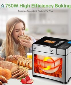 KBS Pro Stainless Steel Bread Machine, 2LB 17-in-1 Programmable XL Bread Maker with Fruit Nut Dispenser, Nonstick Ceramic Pan& Digital Touch Panel, 3 Loaf Sizes 3 Crust Colors, Reserve& Keep Warm Set 40 71OAwmtTK3L 1