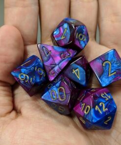 Chessex Manufacturing Cube Gemini Set of 7 Dice - Blue & Purple with Gold Numbering CHX-26428 39 71OB5YxqML
