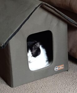 K&H Pet Products Outdoor Heated Kitty House - Heated Cat House Cat Shelter Olive/Olive 19 X 22 X 17 Inches 46 71ODn6SFEcL