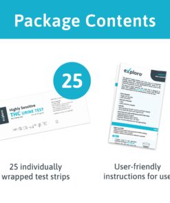 Exploro Highly Sensitive THC Urine Drug Test - When You Flush Your System of Weed and do Detox for Marijuana at Home Drugtest 25 Strips Marijuana, Edibles Testing Kit 23 71OEWMMXoaL