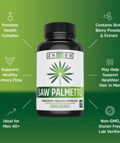 Zhou Nutrition Saw Palmetto Extract 500 mg, Prostate Health, Urinary Tract Support, DHT Blocker for Men and Women Hair Growth, Non-GMO, 100 Capsules (Packaging may vary) 19 71OFzMzKrwL