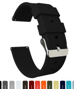 BARTON WATCH BANDS - Soft Silicone Quick Release Straps - Choose Color & Width - 16mm, 18mm, 20mm, 22mm, 24mm - Silky Soft Rubber Watch Bands Black 24 71OGv27b3JL