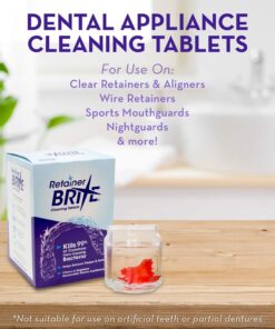 Retainer Brite - Retainer Cleaner Tablets for Invisalign, Mouth Guard Cleaner, Night Guard Cleaner and More. Cleaning Tablets for Ultrasonic Cleaners. 120 Tablets - 4 Month Supply. Made in USA 22 71OHlpkf1L