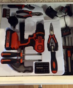 BLACK+DECKER 20V Max Drill & Home Tool Kit, 68 Piece (LDX120PK) 20V Home Tool Kit 50 71OKgUyKOTL
