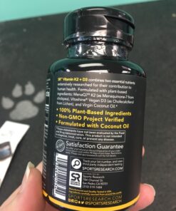 Sports Research Vitamin D3 + K2 with 5000iu of Plant-Based D3 & 100mcg of Vitamin K2 as MK-7 - Vegan Certified & Non-GMO Verified - 120 Softgels 120 Count (Pack of 1) 36 71OLRSUQPL