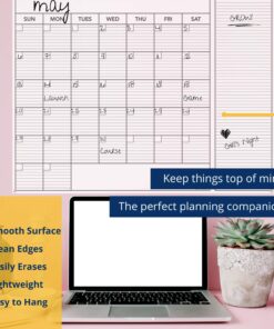 KITLIFE Wet or Dry Erase Jumbo Monthly Wall Calendar – Undated Office Wall Planner – Erasable Whiteboard with Calendar Month and Notes – Easy Mount Adhesive Foam Strips Included, 24 x 36” 11 71OMaDIcD7L