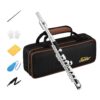 Eastar Piccolo Instrument for Beginners Students, Key of C Piccolo Flute, Resin, with Hard Case, Cleaning Rod, Cloth, Swab and Gloves, 2-Piece, Silver Plated Piccolo, Black, EPC-3S 20 71OMoqXBydL