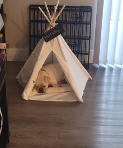 little dove Pet Teepee Dog & Puppy Cat Bed, Portable & Washable Pet Tents, House for Pets Beige Color 24 Inch no Cushion 33 71OMy OzrUL