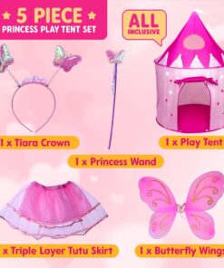 5-Piece Princess Castle Girls Pop Up Play Tent & Dress Up Costume Bundle - Playhouse Gift for Girls & Toddler for Indoor & Outdoor Use with Pink Fairy Tale Carrying Bag & Glow in The Dark Stars 23 71OMzObUKZL