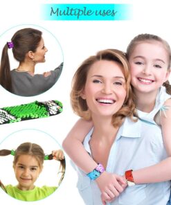 KUUQA 16 Pcs Magic Sequins The Mermaid Bracelets 2-Color Sequin Reversible Glitter Slap Bracelets Charms Wristband for Kids Little Mermaid Birthday Party Favors Bags Supplies (Random Colors) 21 71ONDpVekXL