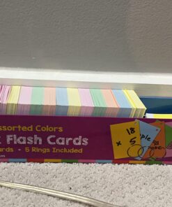 Star Right Assorted Colored Blank Flash Cards - 2"x3" Blank Index Note Cards, Flash Cards Blank, 1000 Pre Hole Punched Index Cards w/Metal Binder Rings, Blank Flashcards for GMT Prep, Math, Language 2" x 3" Multi-color 29 71ONNFJHSjL