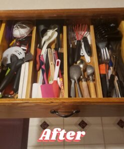Large Kitchen Drawer Organizer - Expandable Bamboo Drawer Dividers (17.5" - 22") - Adjustable Separators for Kitchen, Clothes, Dresser, Bedroom, Bathroom, and Desk Drawers - 4 Pack (Natural) 44 71ONWUB4SL