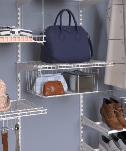ClosetMaid Wire Hanging Shelf Basket for Storage, Organization in Closet or Pantry, No Assembly or Installation, Durable, 10.68"D x 18.39"W x 7.99"H, White 27 71ONZWP7yNL