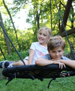 M & M Sales Enterprises MM00124Web Riderz Outdoor Swing N' Spin- Safety Rated to 600 lb, 39 inch Diameter, Adjustable Hanging Ropes, Ready to Hang and Enjoy as a Family, Black 36 71OO16 NxL