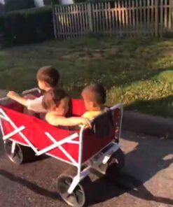 Mac Sports Heavy Duty Collapsible Folding All Terrain Utility Wagon Beach Cart - Red/White 29 71OOBZ1eYSL